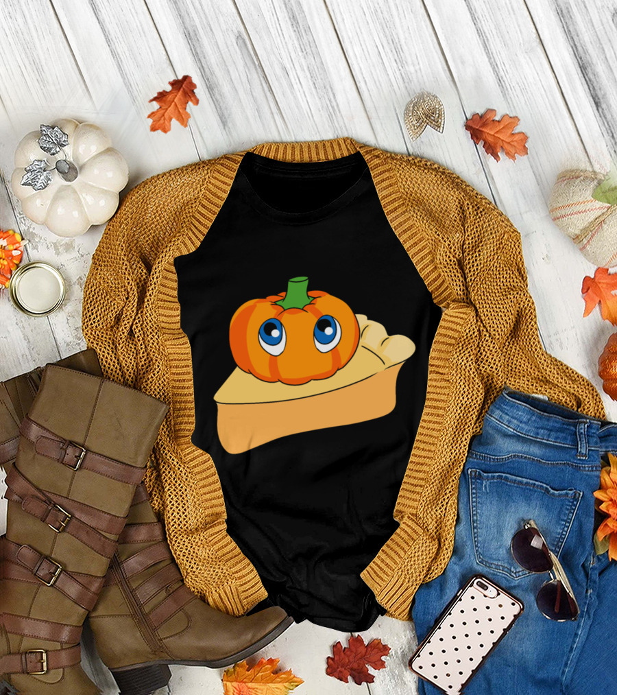 Pumpkin Pie Cute Baby Pumpkin on a Pie Adorable Cartoon Slice T-Shirt