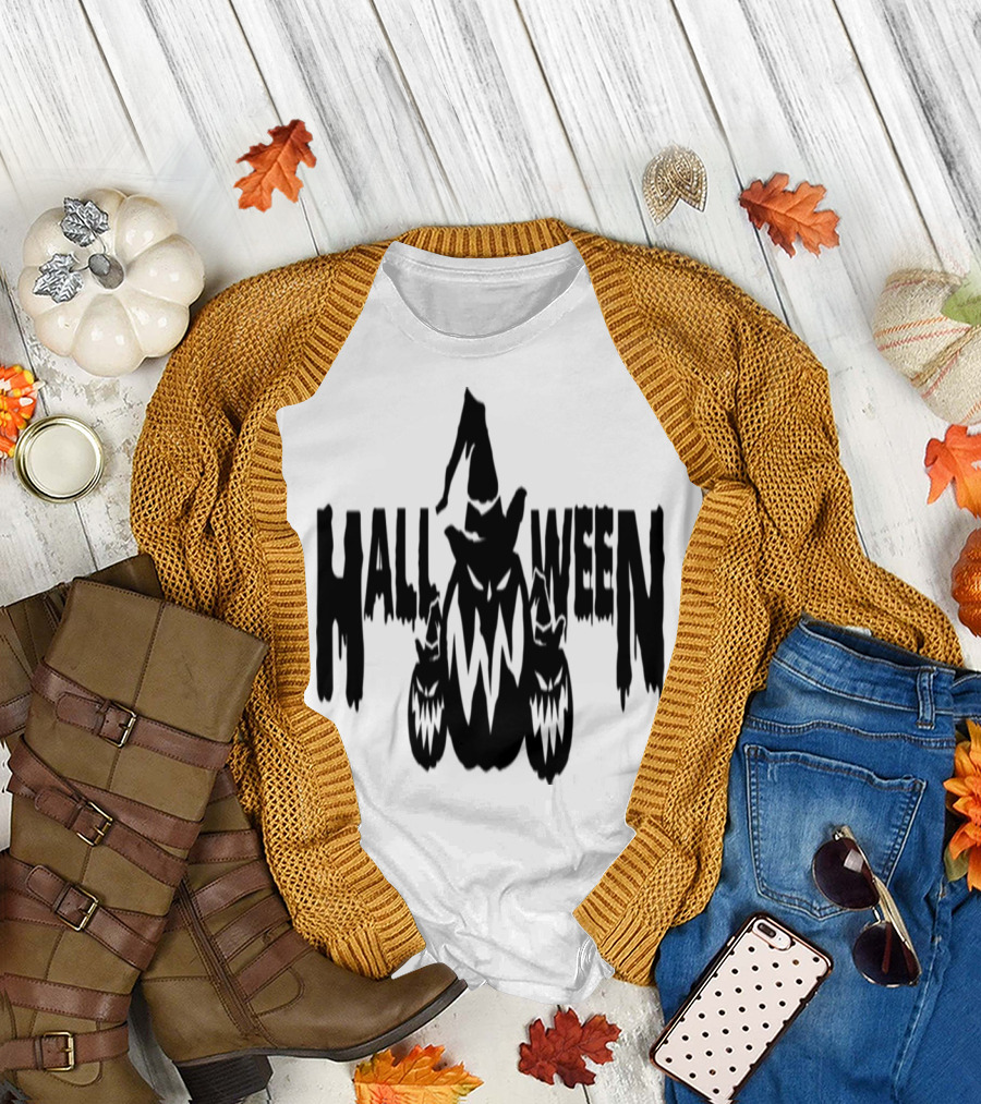 HALLOWEEN Pumpkin's Creepy Witch Hat Trio T-Shirt