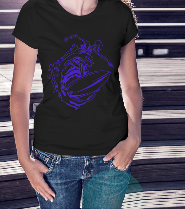 Surfing Skeleton Wave T-Shirt