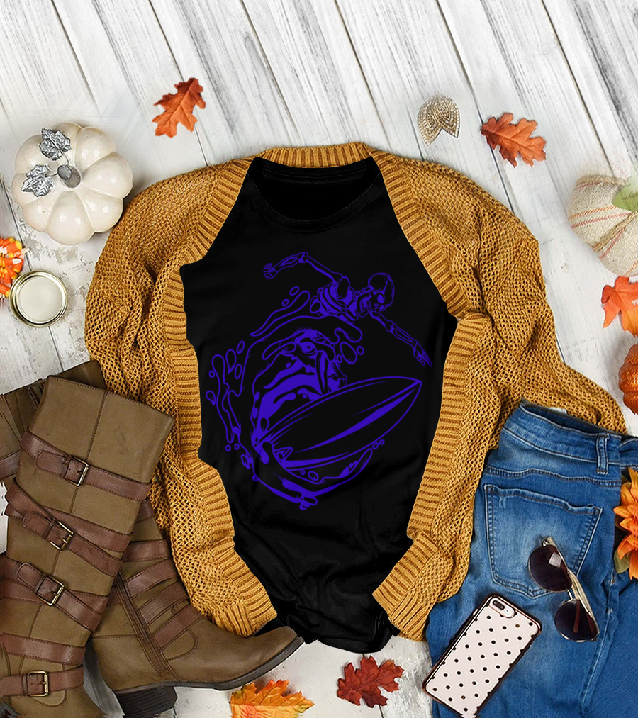 Surfing Skeleton Wave T-Shirt