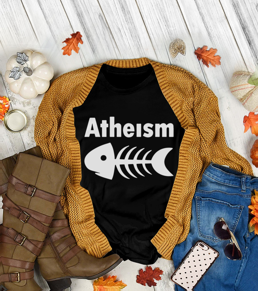 Atheism Fish Skeleton Mens Funny Atheist T-Shirt