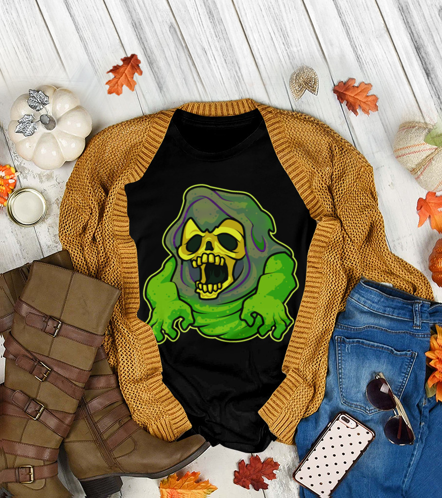 Slime Skull Ghostly Green Scream T-Shirt