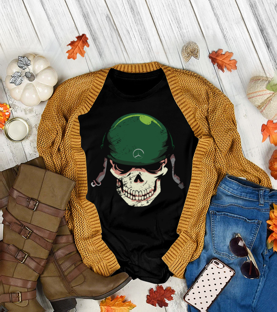 Skull Soldier Green Helmet Mercedes T-Shirt