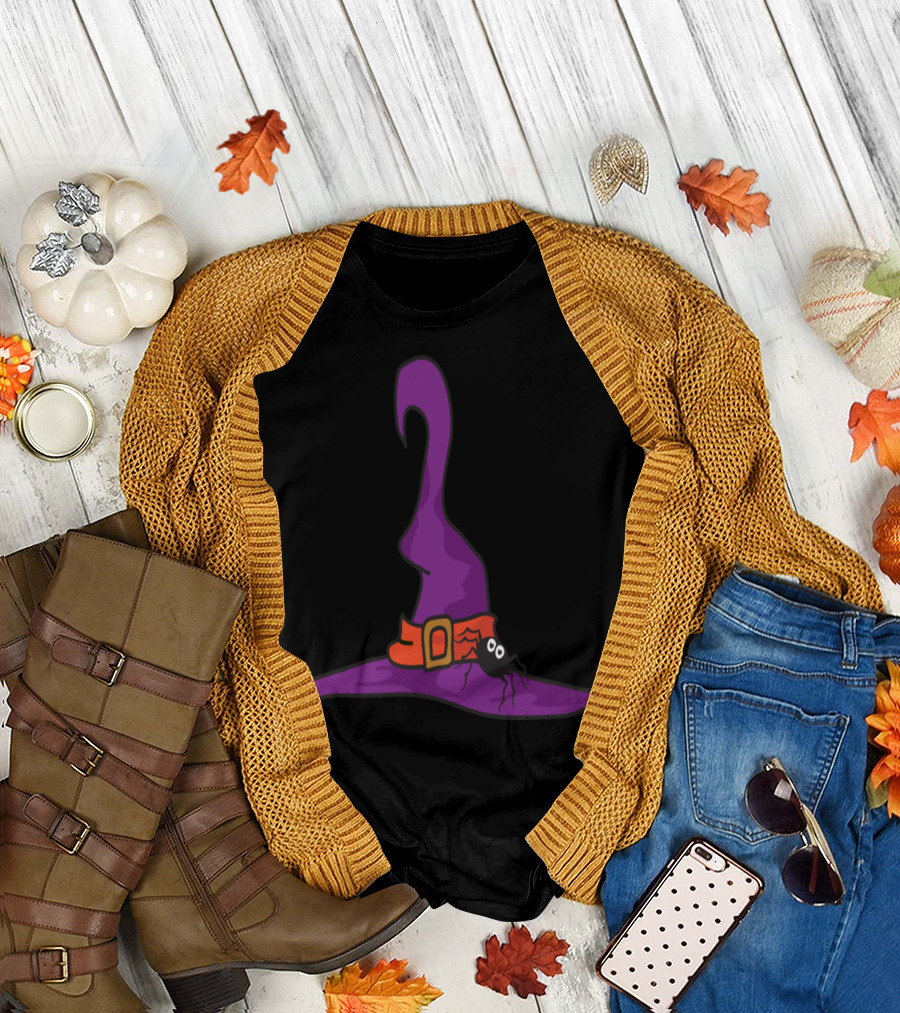 Happy Halloween Witch Hat with Spider T-Shirt