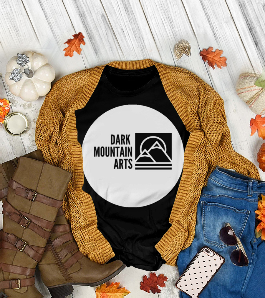 Dark Mountain Arts Minimalist Peaks Logo in Monochrome Circle T-Shirt