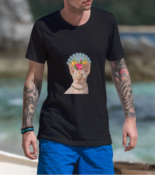 La Faraona Cat With Floral Crown And Collar T-Shirt
