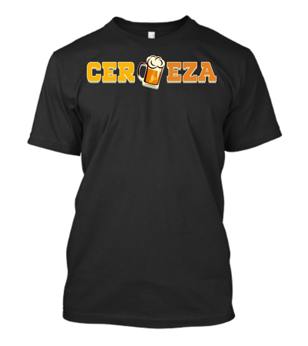 Cerveza Mug Beer Text Graphic Featuring Foam T-Shirt