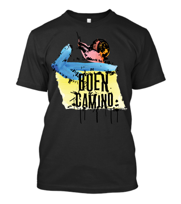 Buen Camino Yellow Scallop Shell Arrow T-Shirt