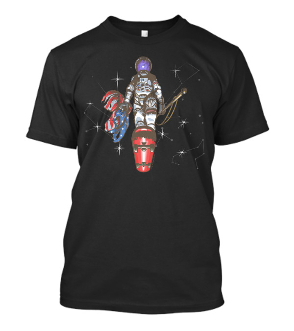 The Last Spaceman Astronaut With Tattered Flag And Star Constellations T-Shirt