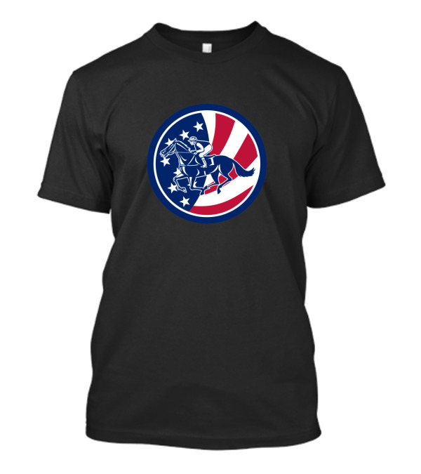 American Jockey Horse Racing USA Flag T-Shirt
