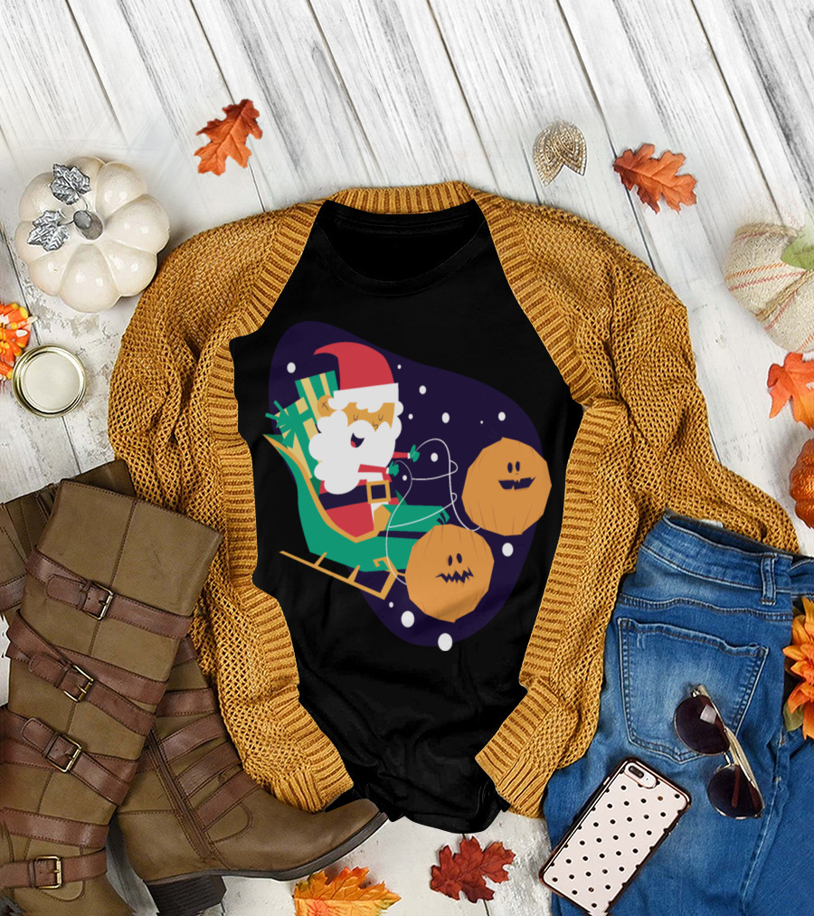 Santa Sleighing with Pumpkins T-Shirt