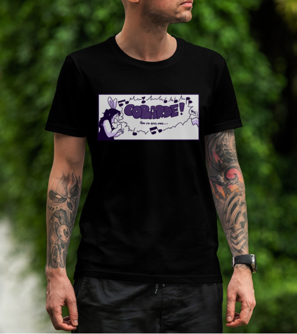 Cobarde Que No Eres Más Comic Style With Bunny Ears And Musical Notes T-Shirt