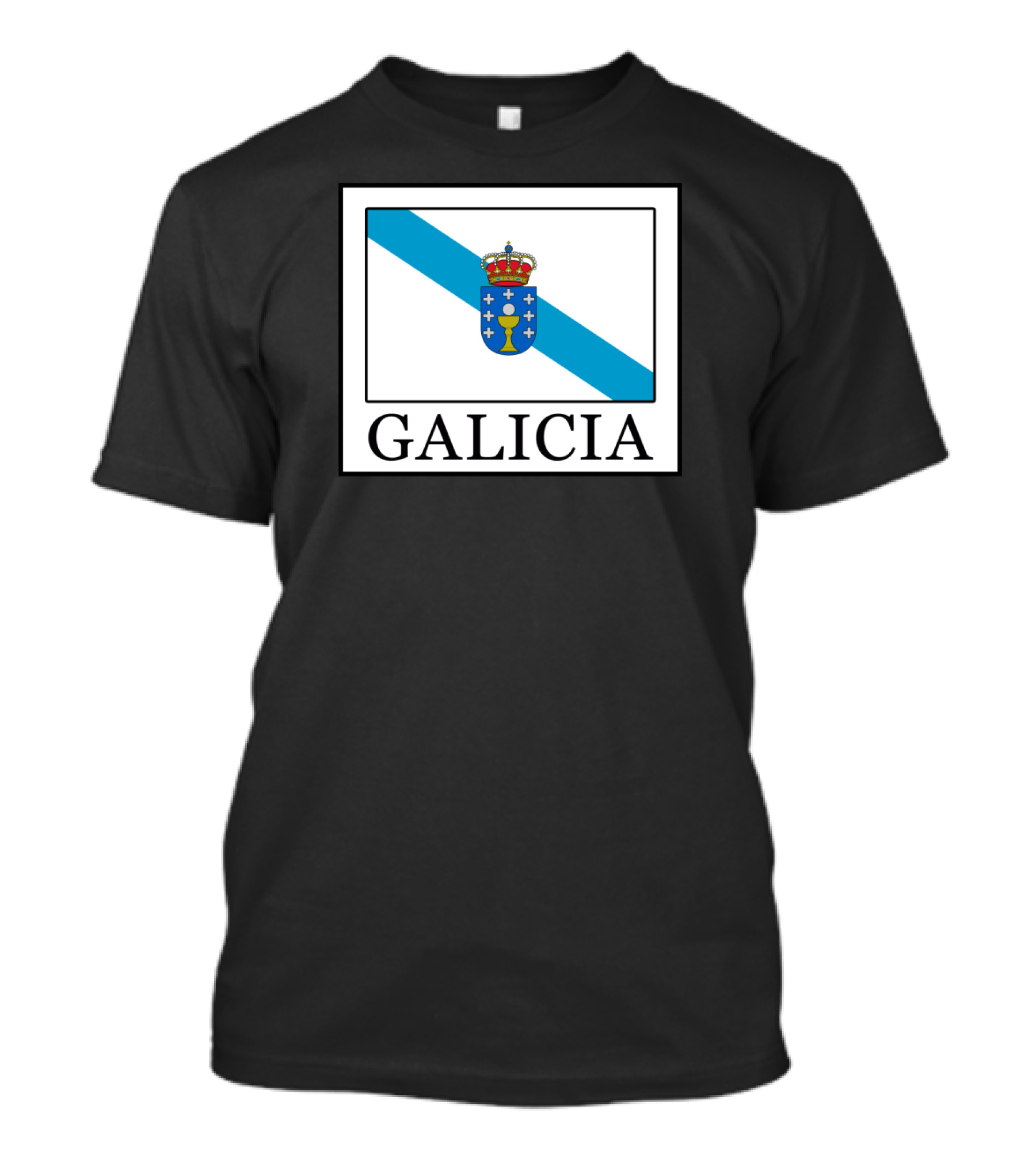 Galicia Crest With Blue Diagonal Stripe And Crowned Shield T-Shirt