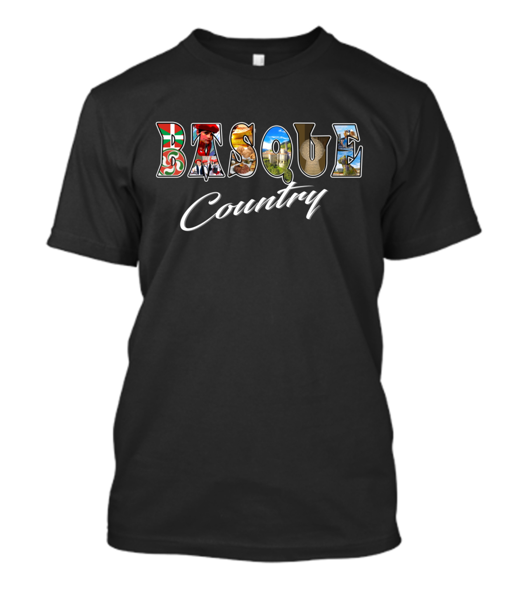 Basque Country Flag Scenic Landmarks Collage T-Shirt