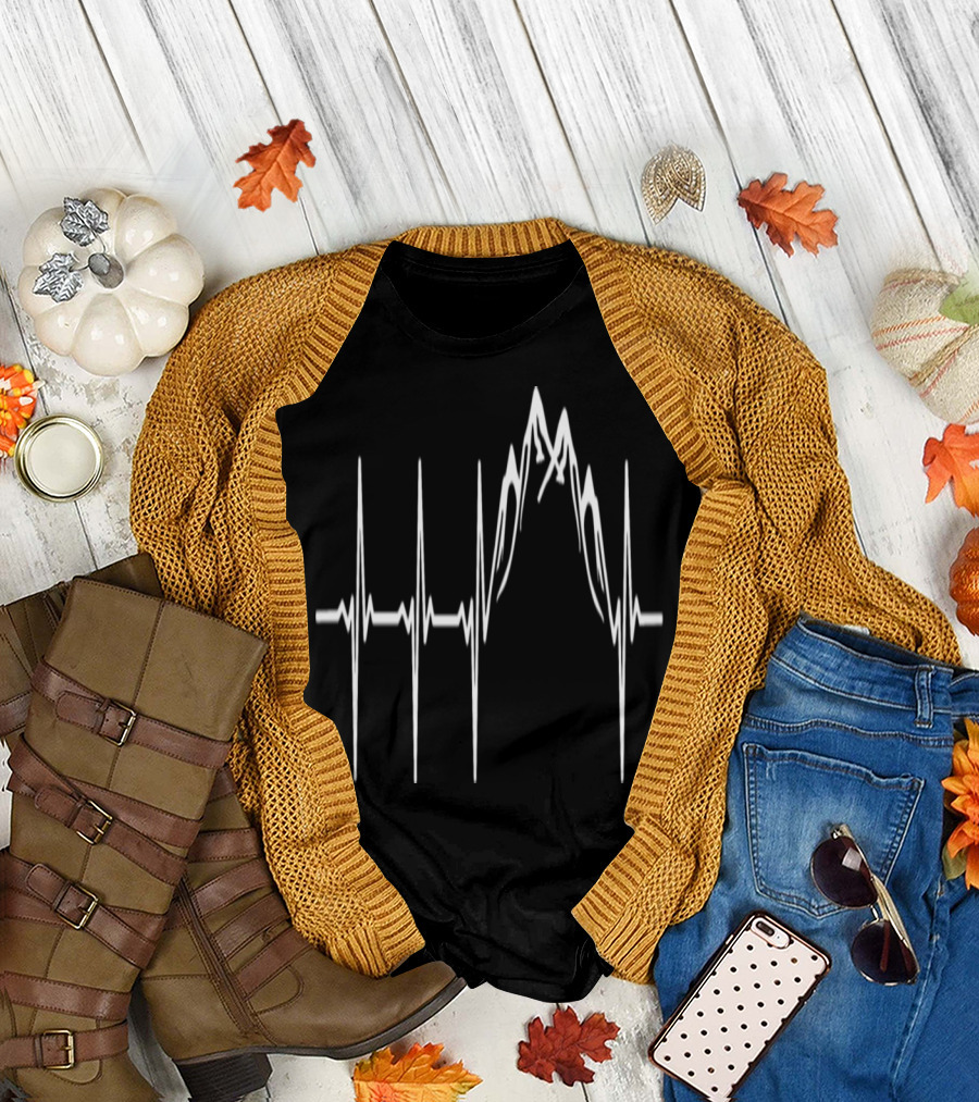 Heartbeat Peaks Mountains Pulse Line T-Shirt