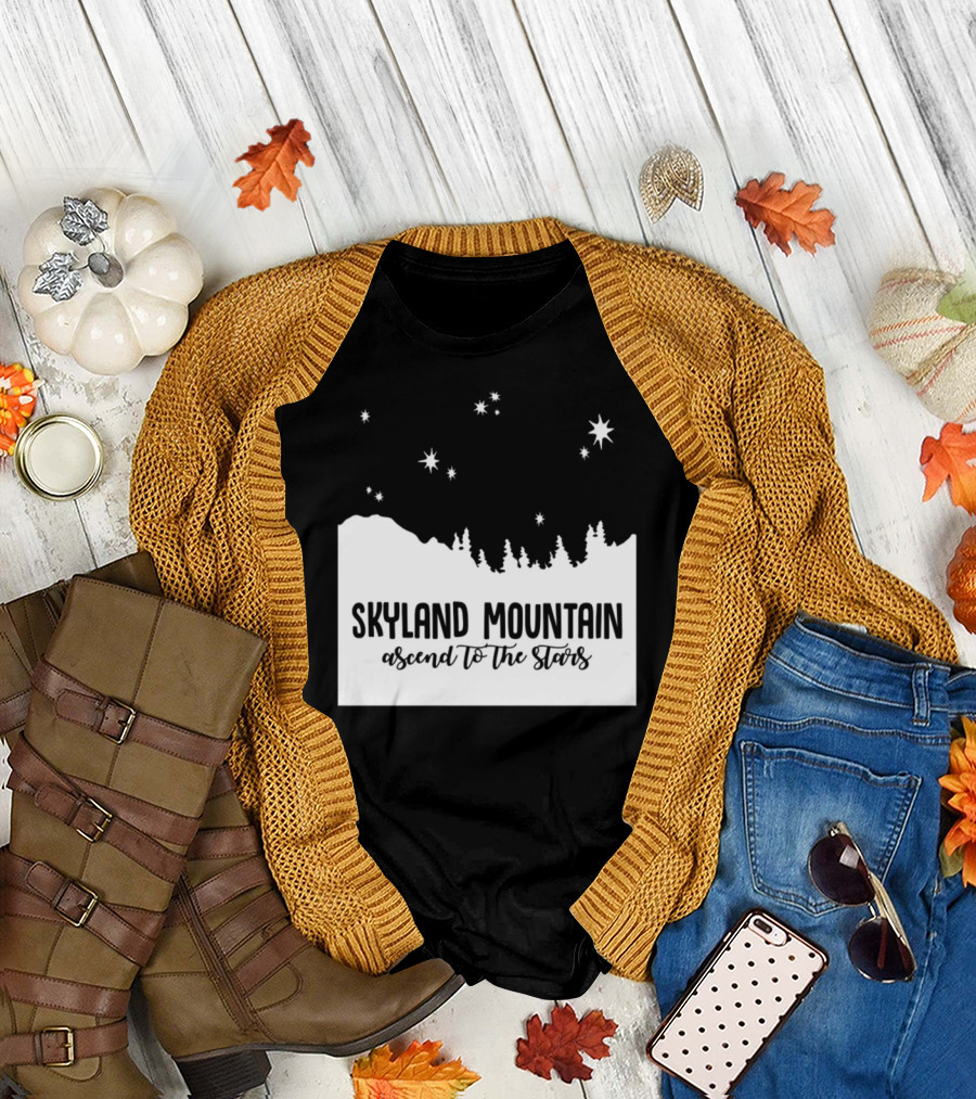 Skyland Mountain Ascend to the Stars Forest Silhouette Night Sky T-Shirt