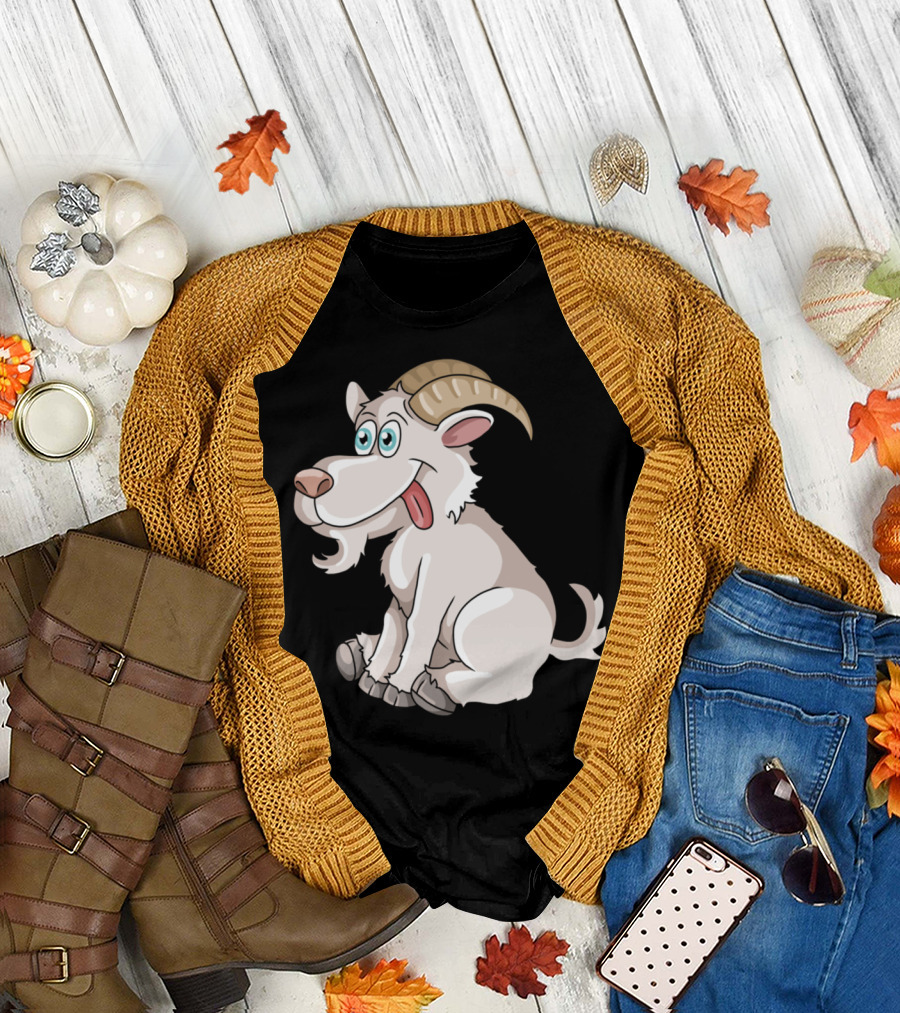 GOAT Hobbies Goofy Camping Sheep with Big Horns T-Shirt