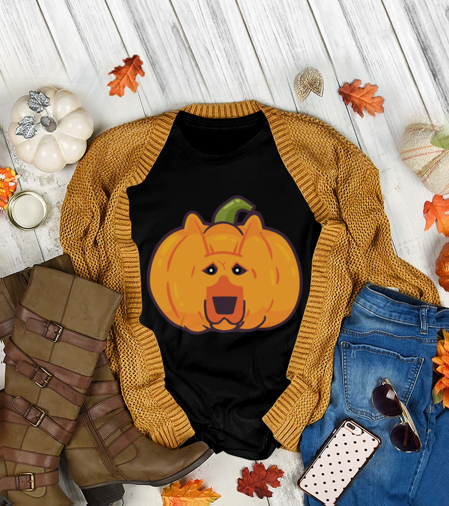 German Shepherd Pumpkin Head Halloween Dog Face T-Shirt