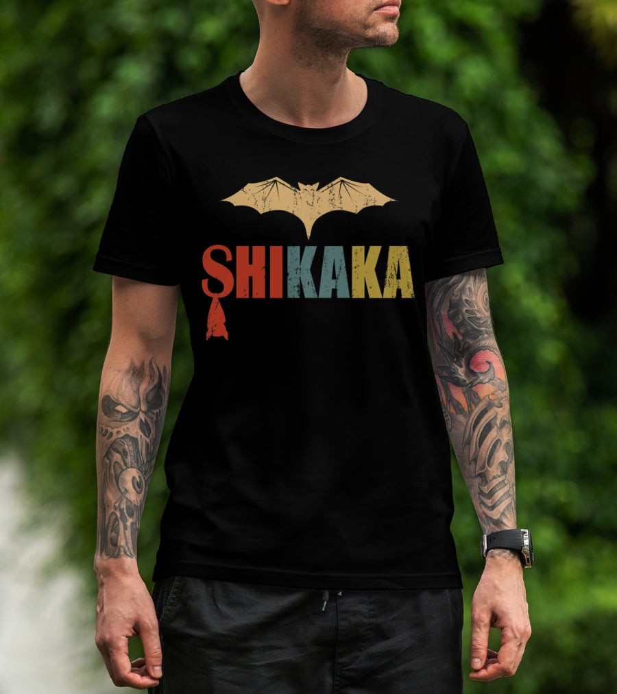 SHIKAKA Bat Silhouette T-Shirt
