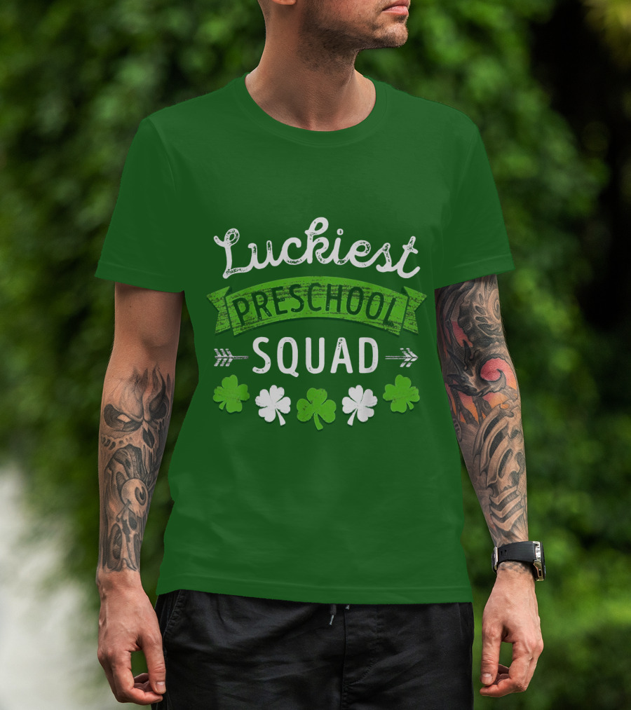 Luckiest Preschool Squad St Patricks Day Shamrocks T-Shirt