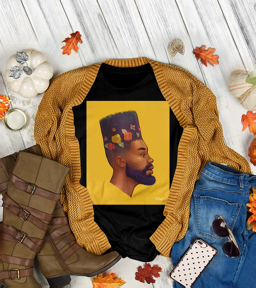 Floral Hi Top Profile with Vibrant Roses and Yellow Background T-Shirt