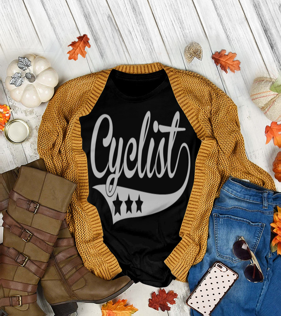 Cyclist Three Stars Retro Bicycle T-Shirt