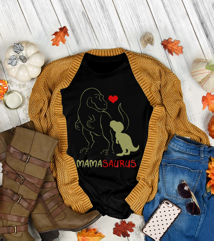 Mamasaurus Rex Dinosaur with Heart T-Shirt