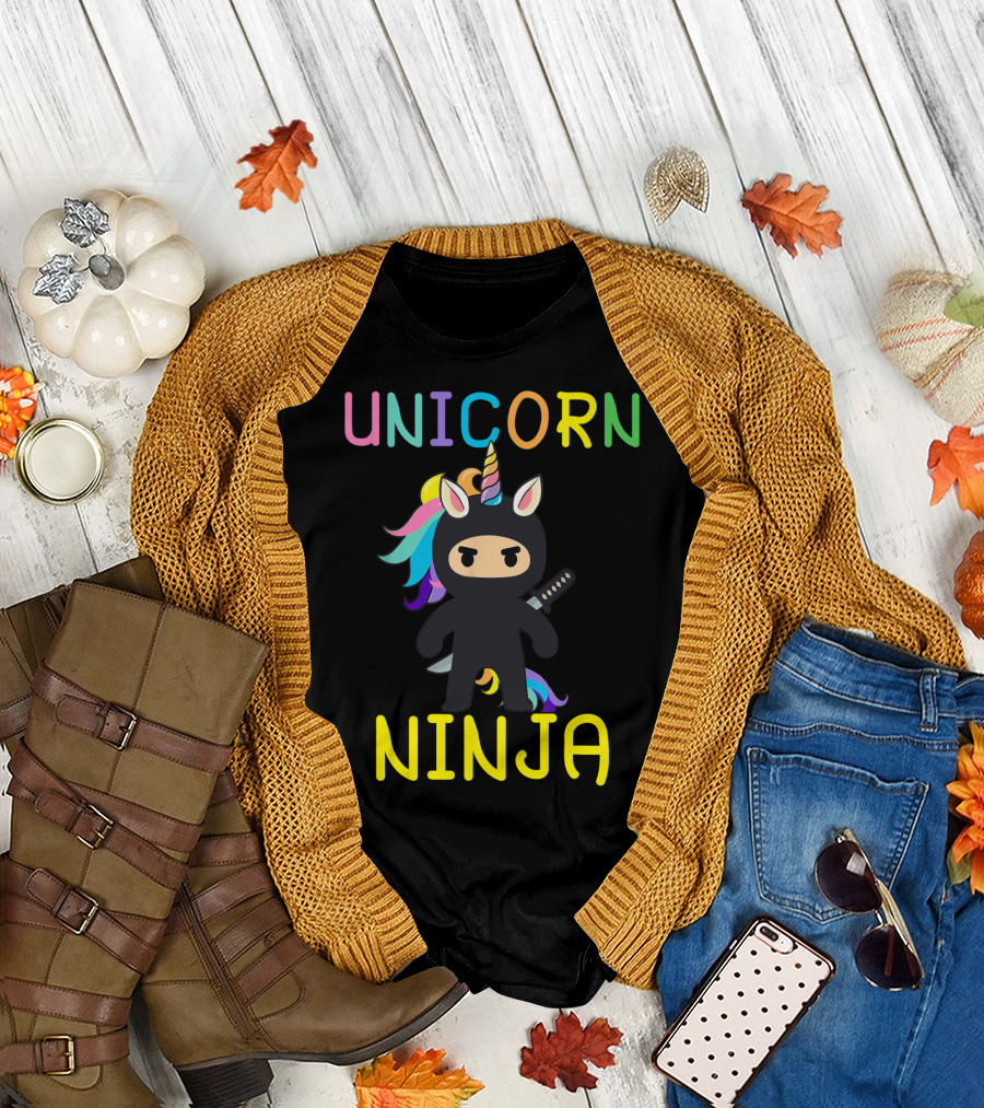 Unicorn Ninja Rainbow Unicorn Fighter Cute T-Shirt