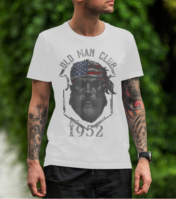 Old Man Club Est 1952 American Flag Bandana T-Shirt
