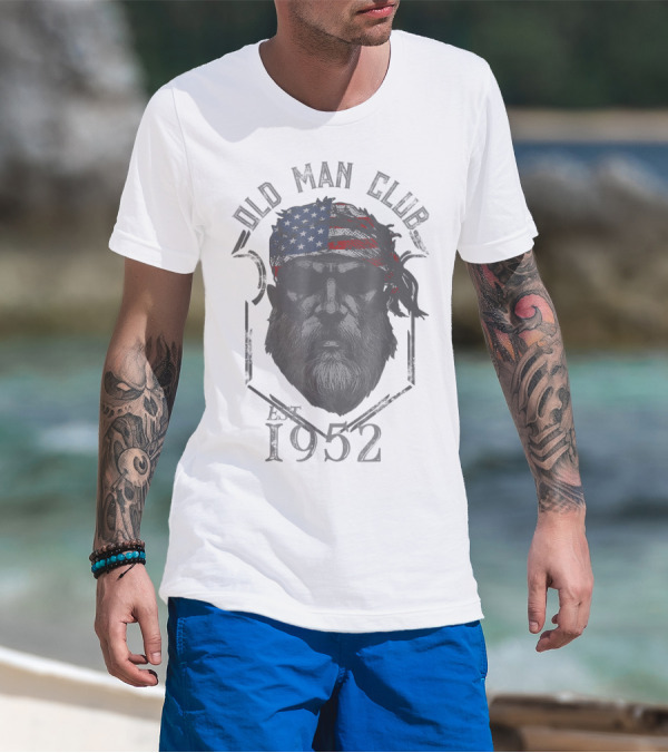 Old Man Club Est 1952 American Flag Bandana T-Shirt