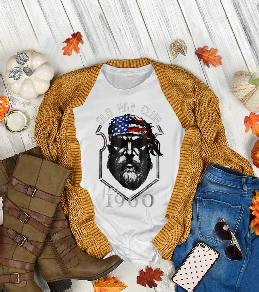 Old Man Club Est 1960 Patriotic Bandana T-Shirt