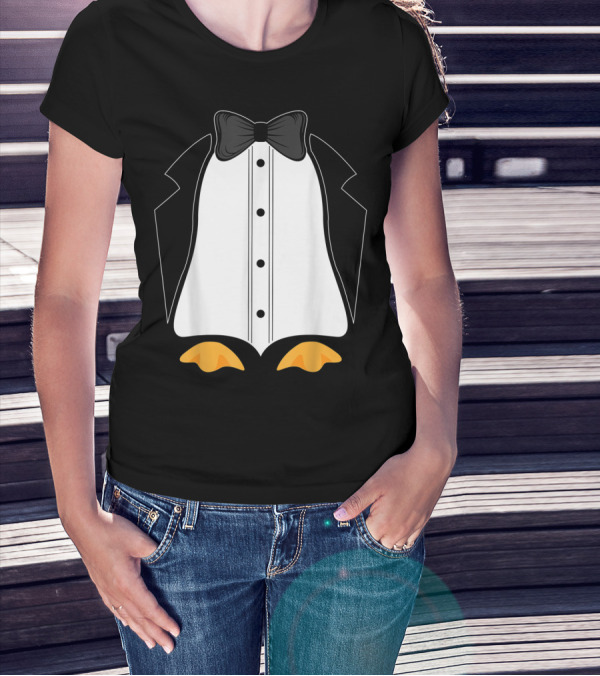 The Cute Club Penguin Tuxedo Bow Tie Penguin Feet T-Shirt