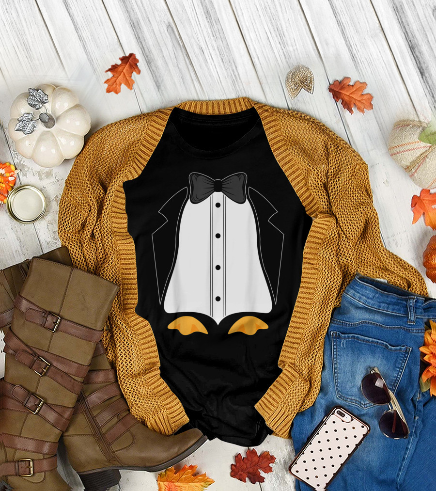 The Cute Club Penguin Tuxedo Bow Tie Penguin Feet T-Shirt