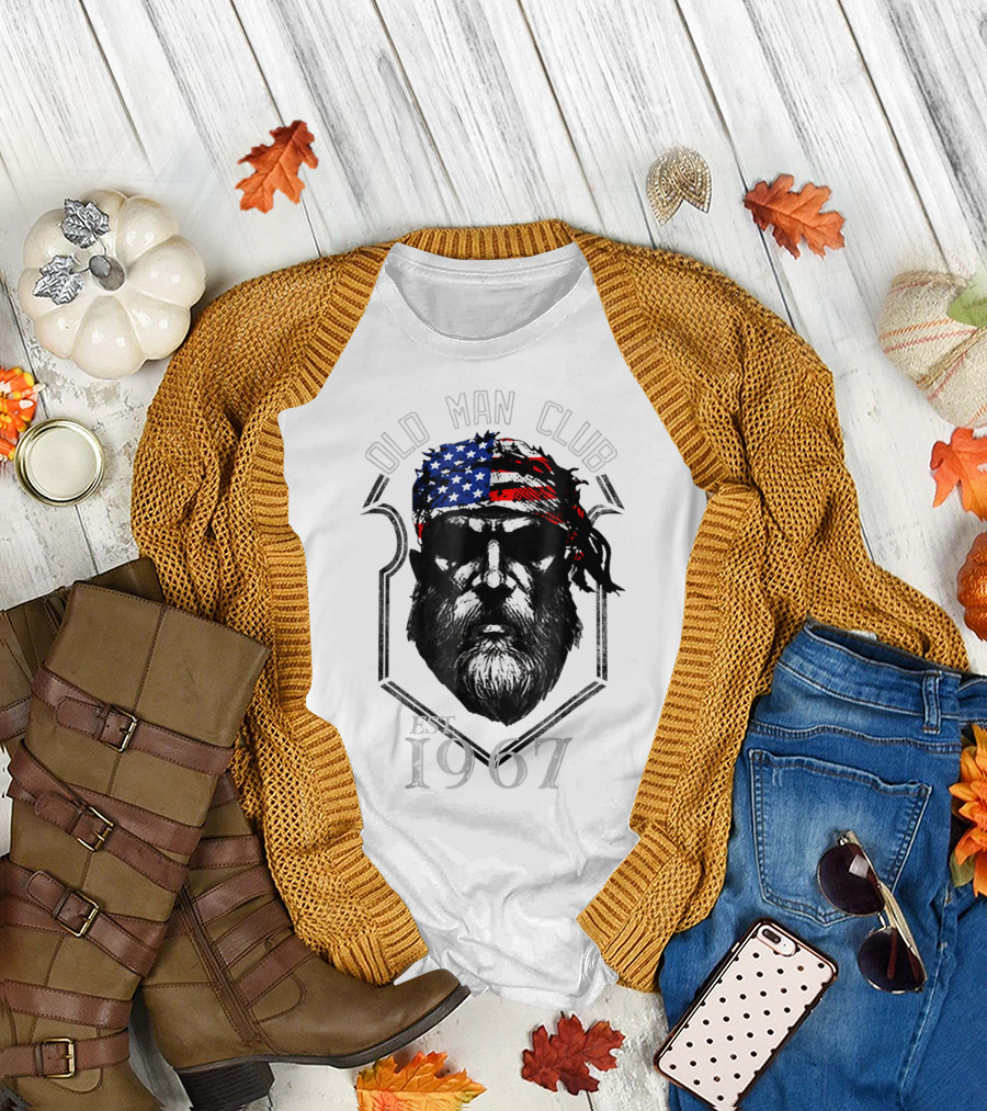 Old Man Club Est. 1967 USA Bandana Beard T-Shirt