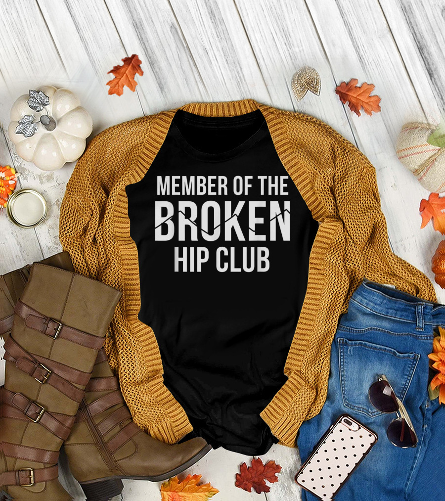 Member Of The Broken Hip Club Cracked Lettering T-Shirt