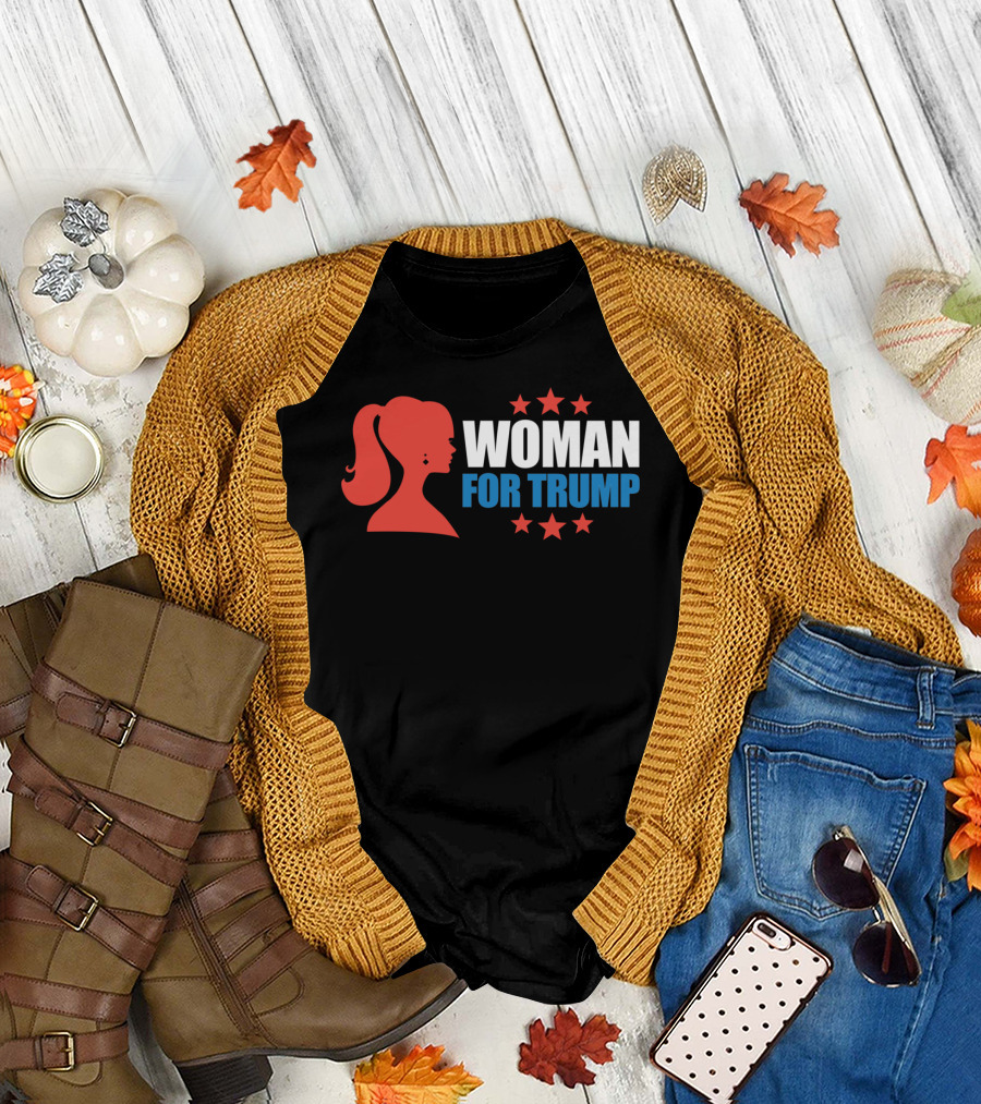 WOMAN FOR TRUMP Red Silhouette Star T-Shirt