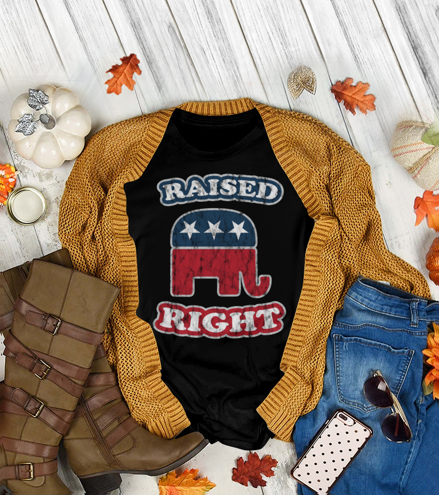 Raised Right Conservative Republican Elephant Trump T-Shirt