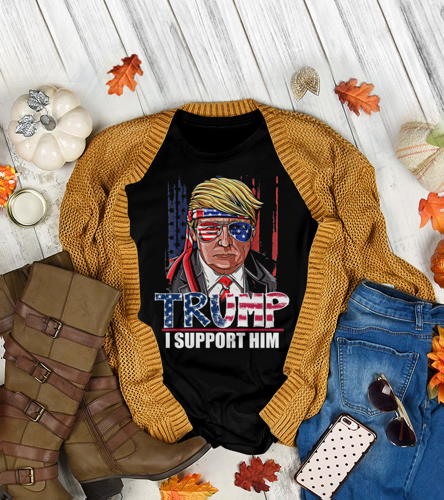 Trump I Support Him Reelection Of President Patriotic American Flag T-Shirt