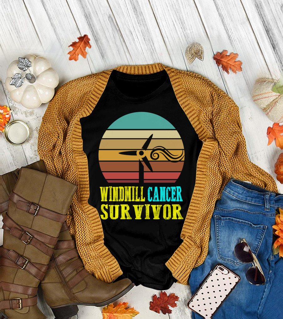 Trump Windmill Cancer Survivor Awareness Anti Retro Circle Lines T-Shirt