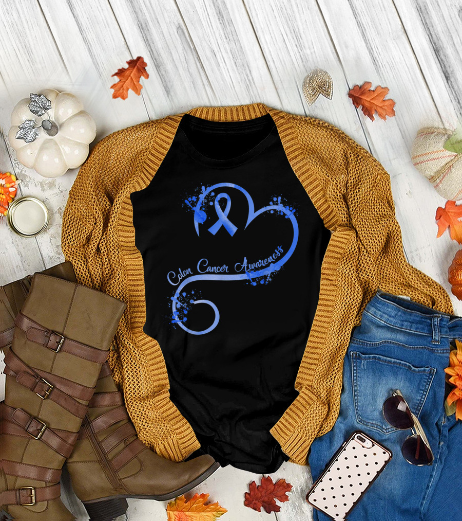 Colon Cancer Awareness Heart T-Shirt