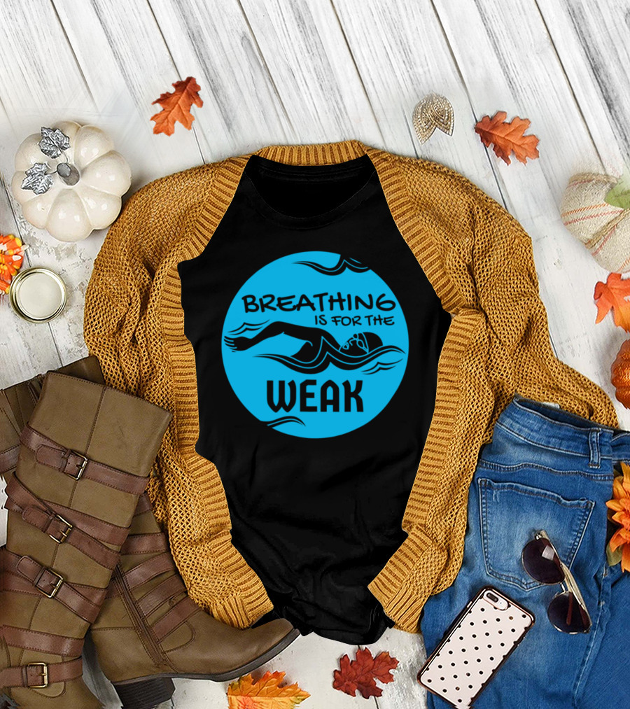 Breathing Is For The Weak Funny Practice Dive Swimming Circle T-Shirt
