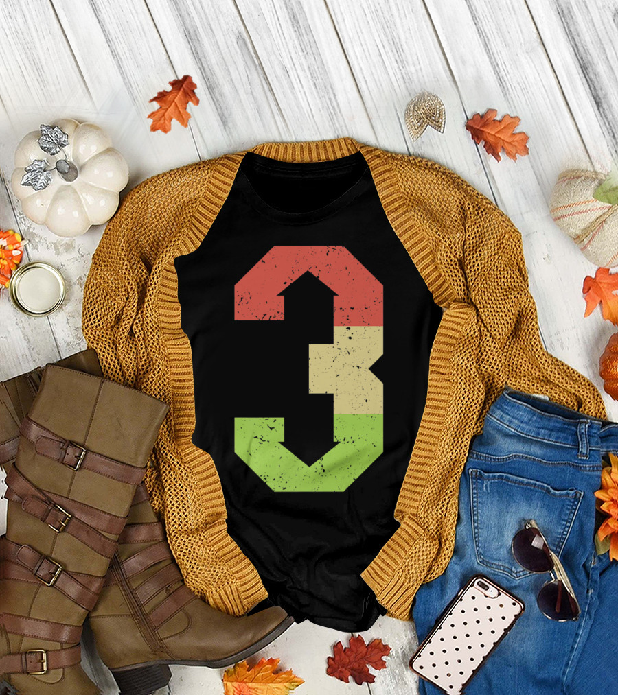 3 Up 3 Down Vintage Distressed Baseball Red Yellow Green T-Shirt