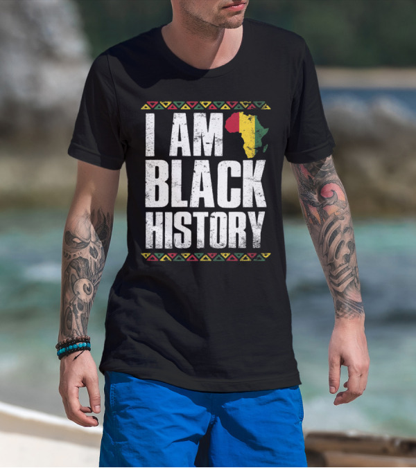 I Am Black History African Continent Flag Colors T-Shirt