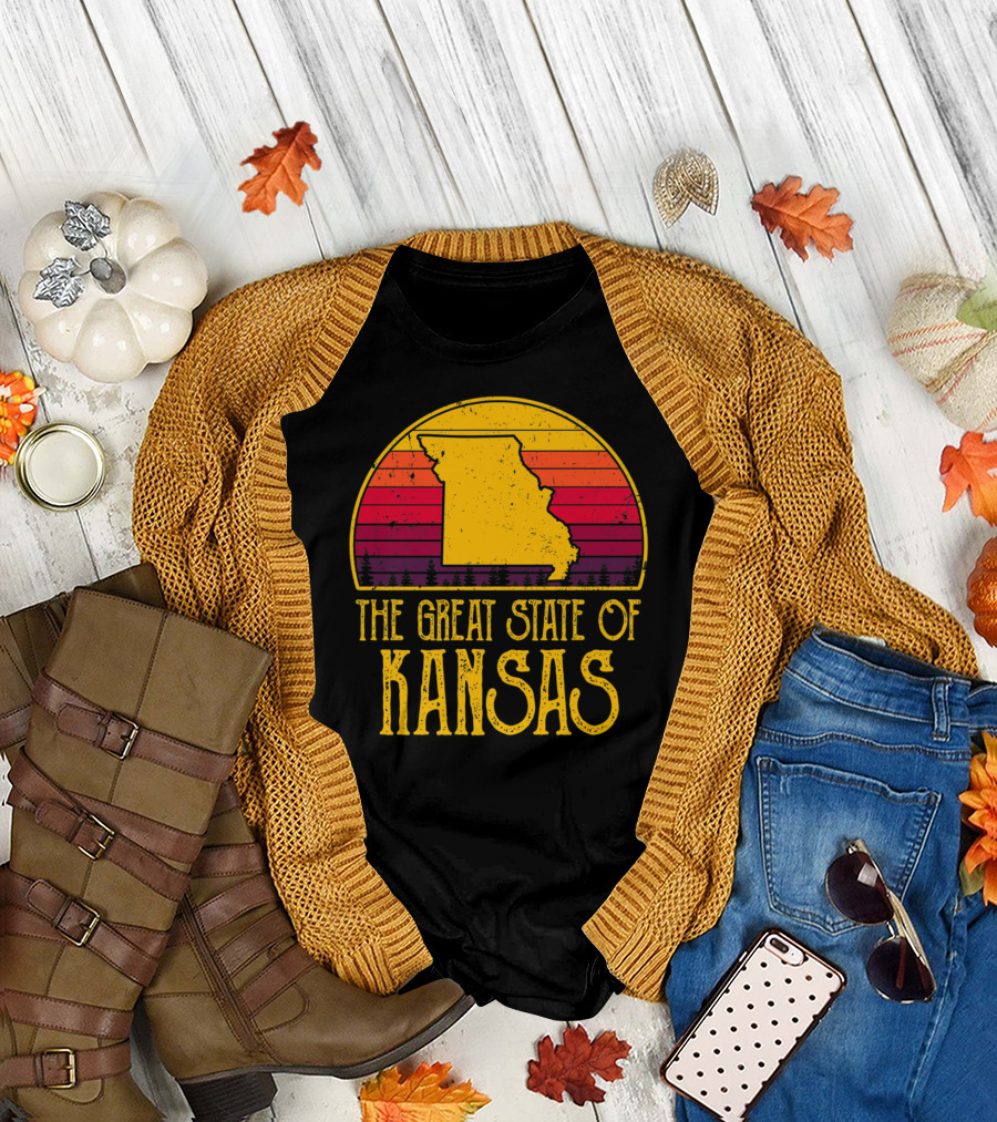 The Great State of Kansas Retro Vintage Missouri Map T-Shirt