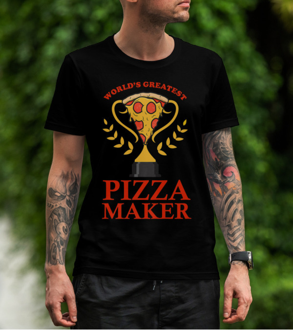 World's Greatest Pizza Maker Trophy Emblem T-Shirt