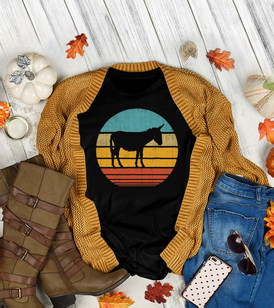 Donkey Retro Sunset 60S 70S Farmer Vintage T-Shirt