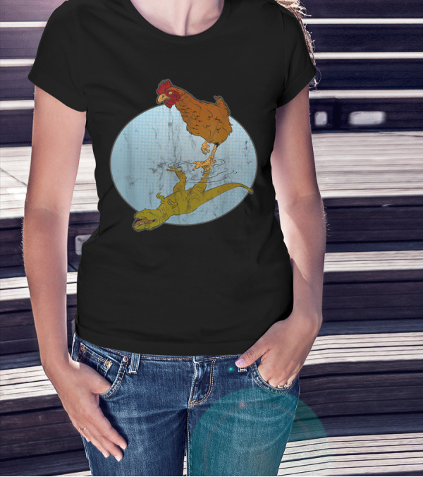 Chicken Dinosaur Evolution Science Lover Humorous Reflection T-Shirt