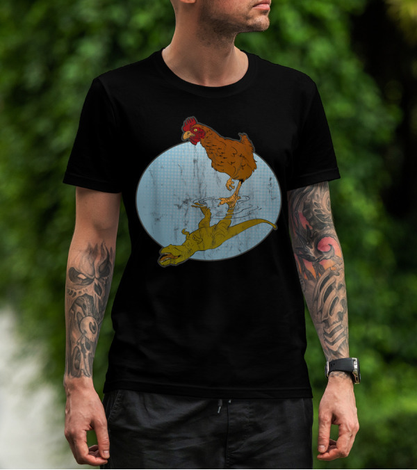 Chicken Dinosaur Evolution Science Lover Humorous Reflection T-Shirt