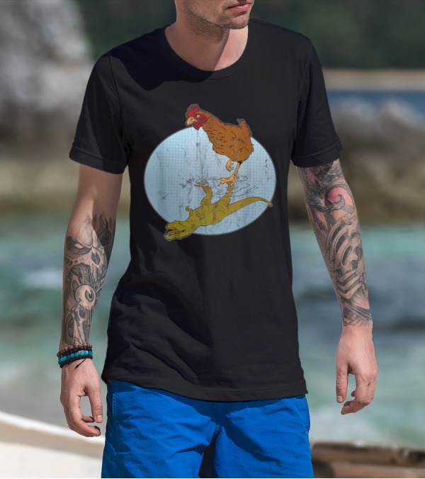 Chicken Dinosaur Evolution Science Lover Humorous Reflection T-Shirt