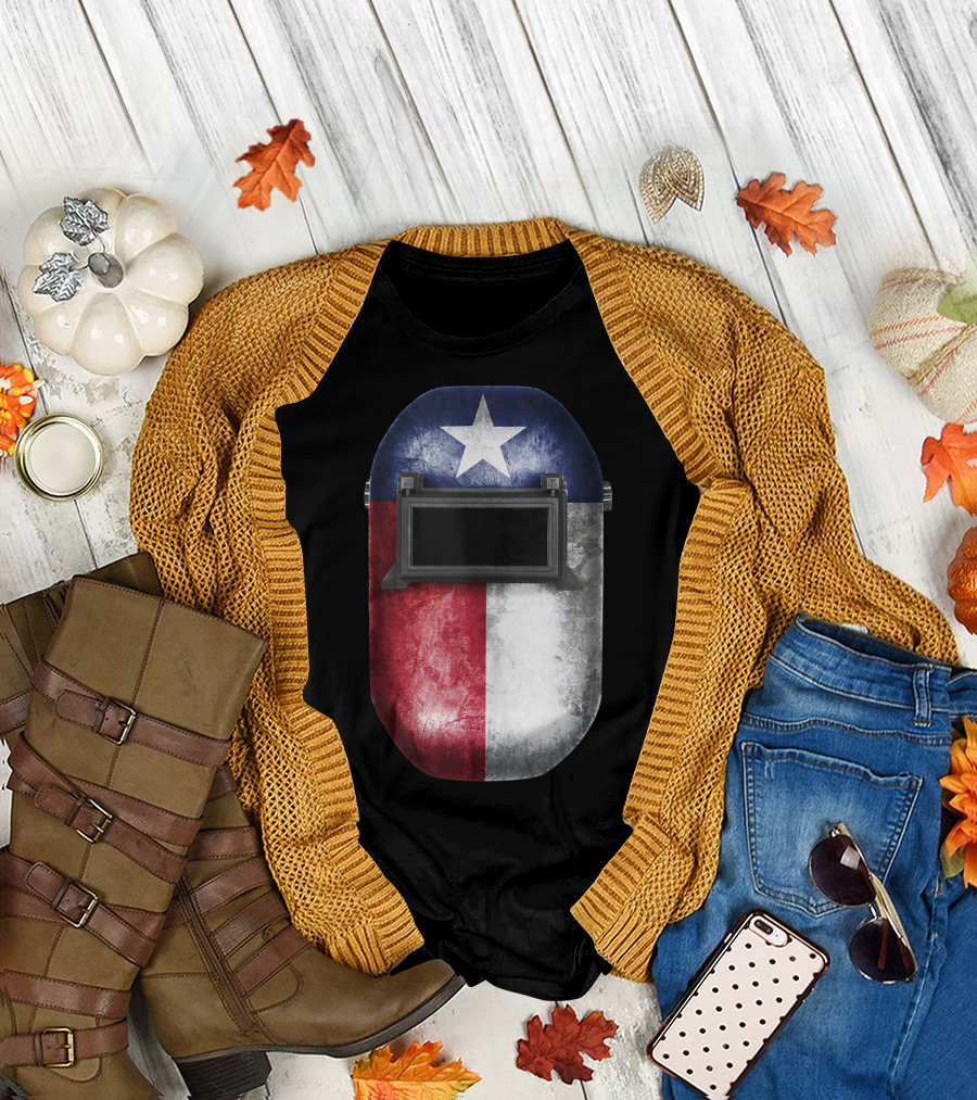 Texas Flag Welders Helmet Cool Welding Pride T-Shirt